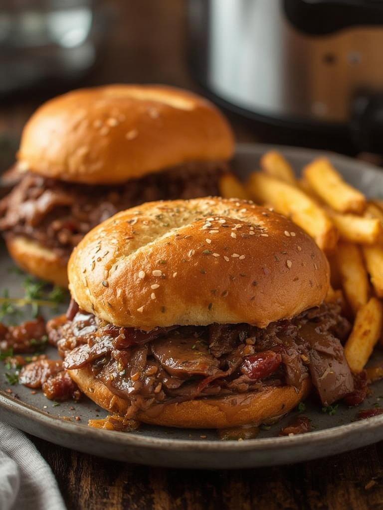 Crockpot French Dip Sandwiches