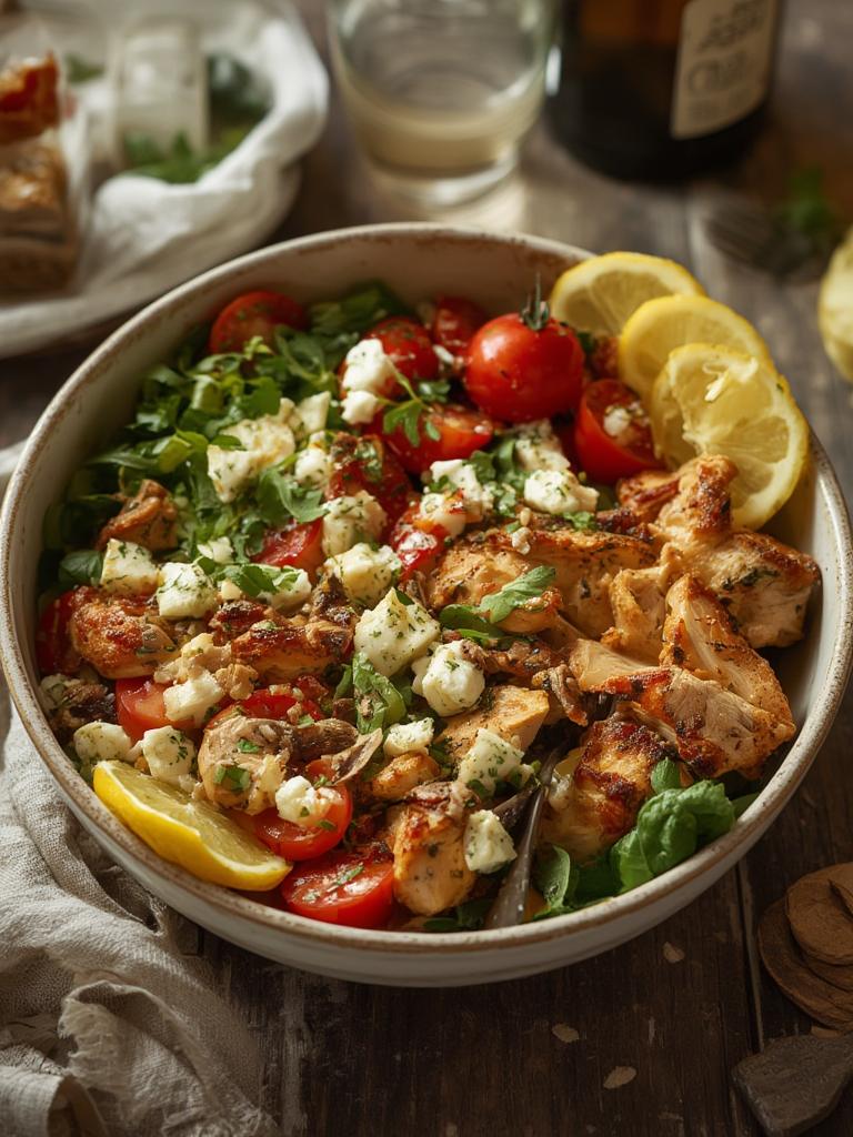 Greek Chicken Bowl served