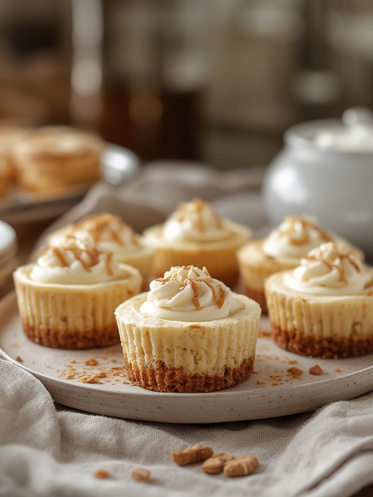 Mini No Bake Cinnamon Roll Cheesecakes served