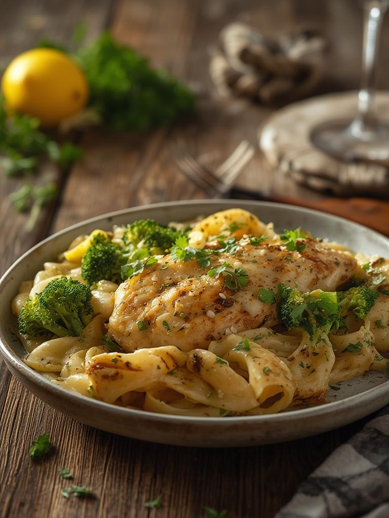 Cowboy Butter Lemon Bowtie Chicken with Broccoli