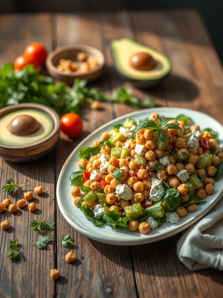 Chickpea Feta Avocado Salad