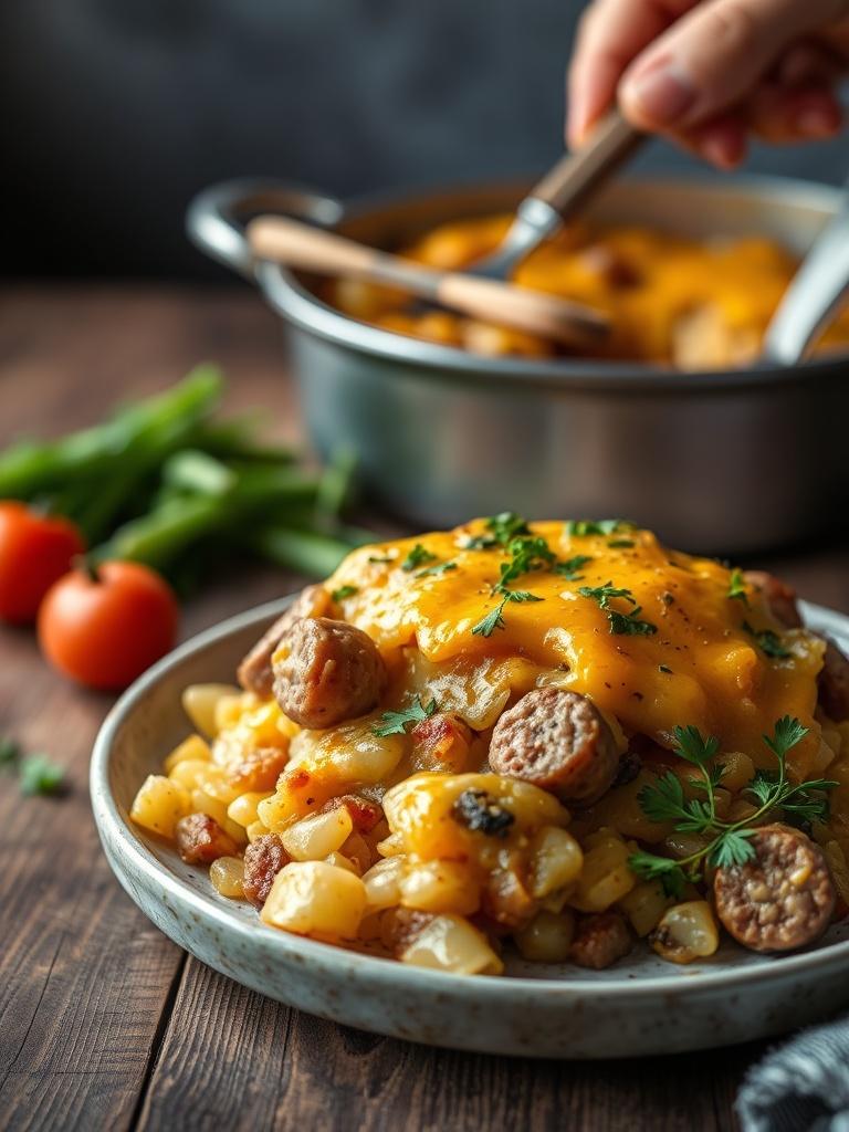 Easy Cheesy Potato & Sausage Casserole