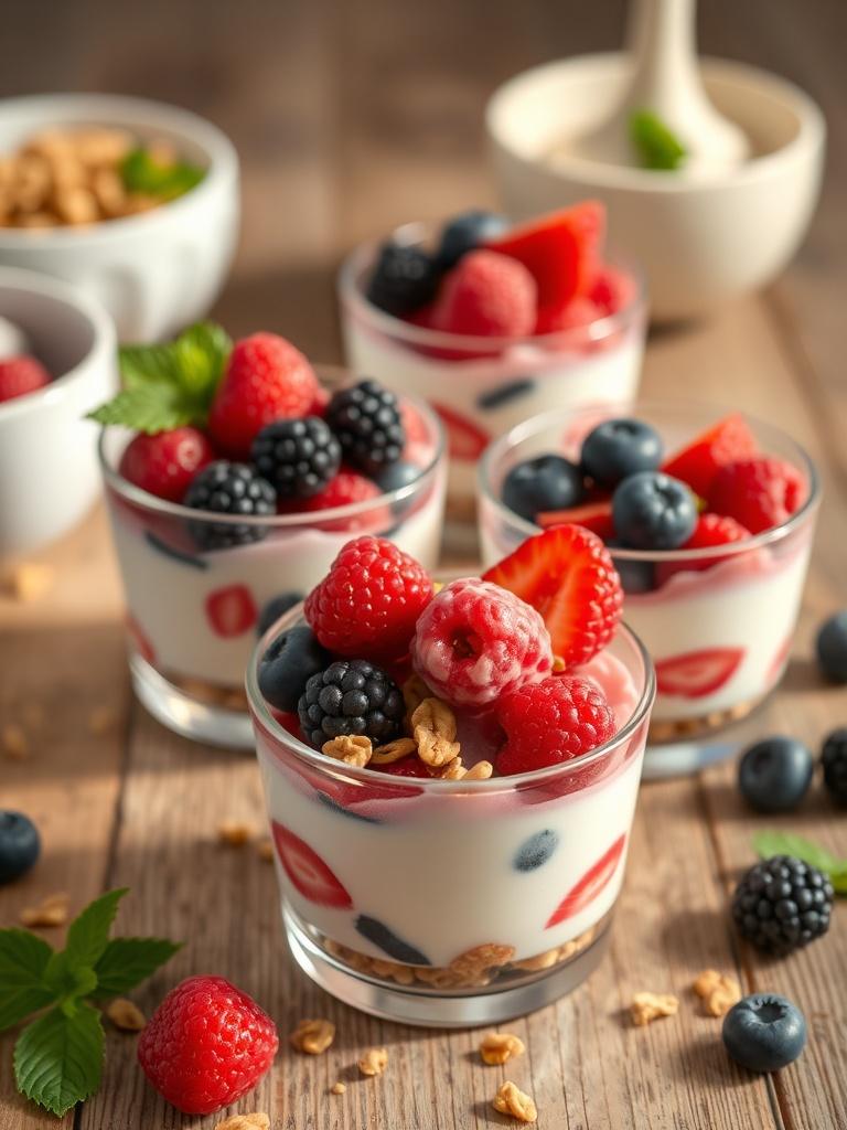 Frozen Yogurt Granola Cups with Berries