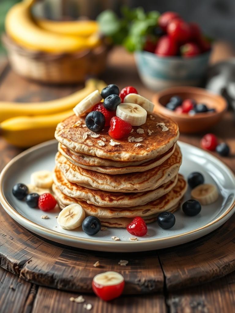Healthy Banana Oat Pancakes