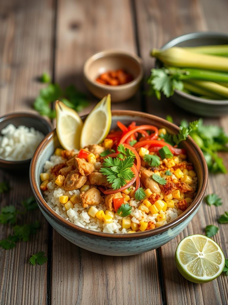 Healthy Street Corn Chicken Rice Bowl