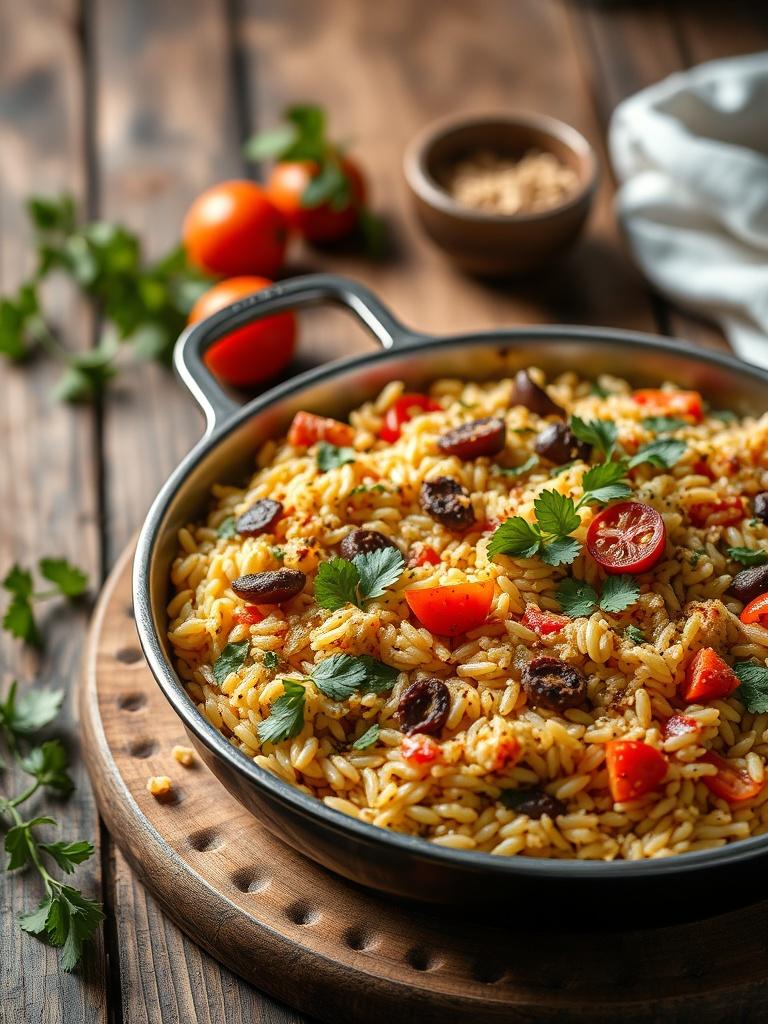 Mediterranean Orzo Skillet