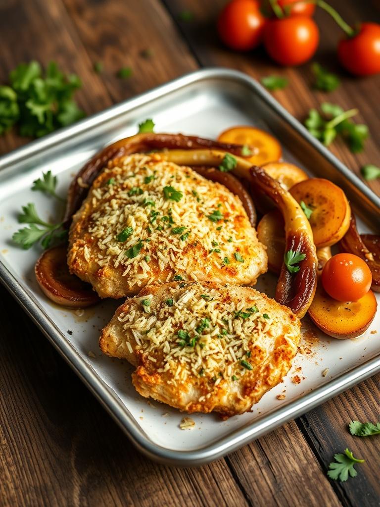 Parmesan Crusted Chicken Sheet Pan Dinner
